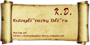 Kutnyánszky Dóra névjegykártya